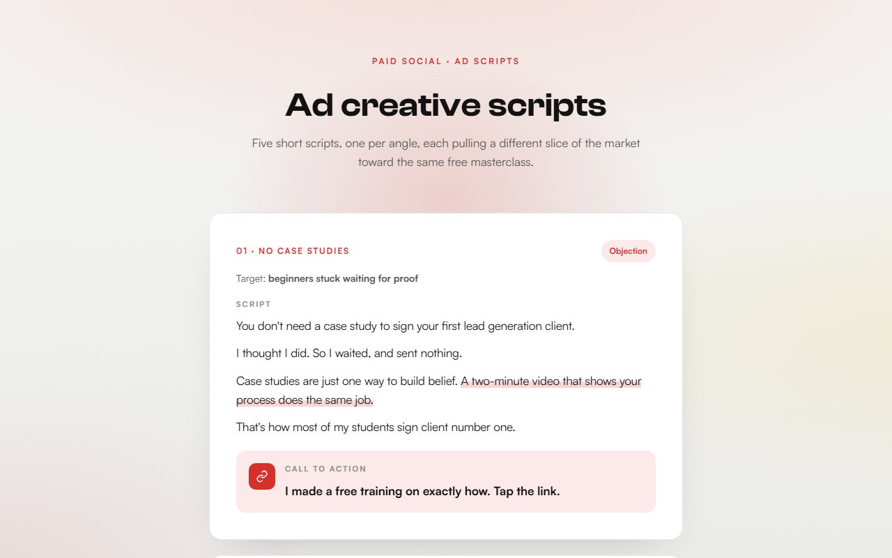 Ad creative scripts preview